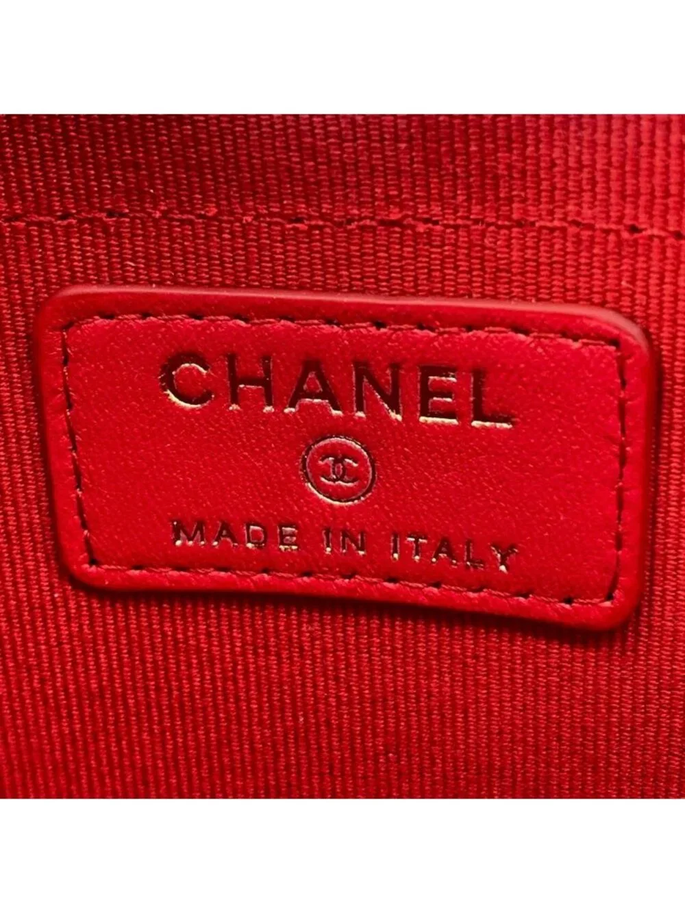 Chanel Vanity Bag Quilted Red Box Bag Chain Shoulder Gold with Mirror Mini